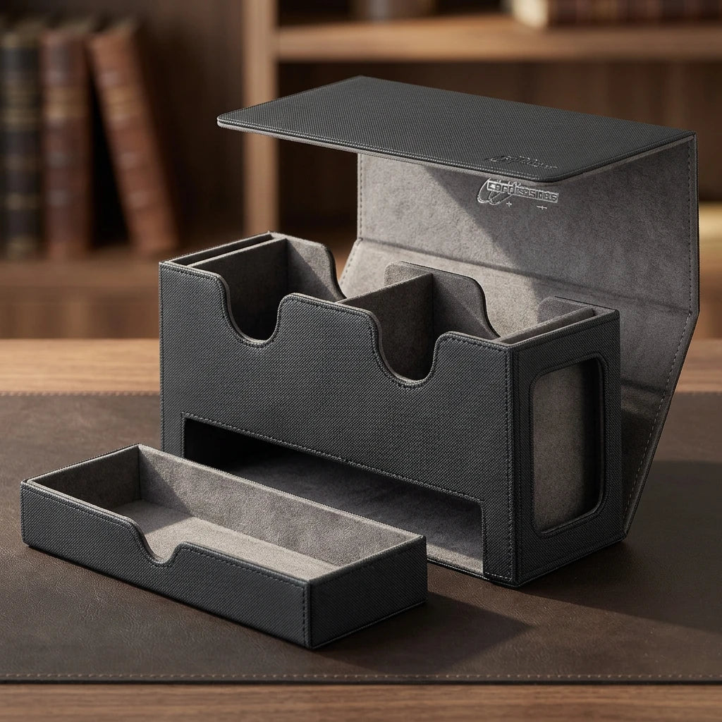 cardcosmos - 200+ Premium Deck Box Dice Tray Black