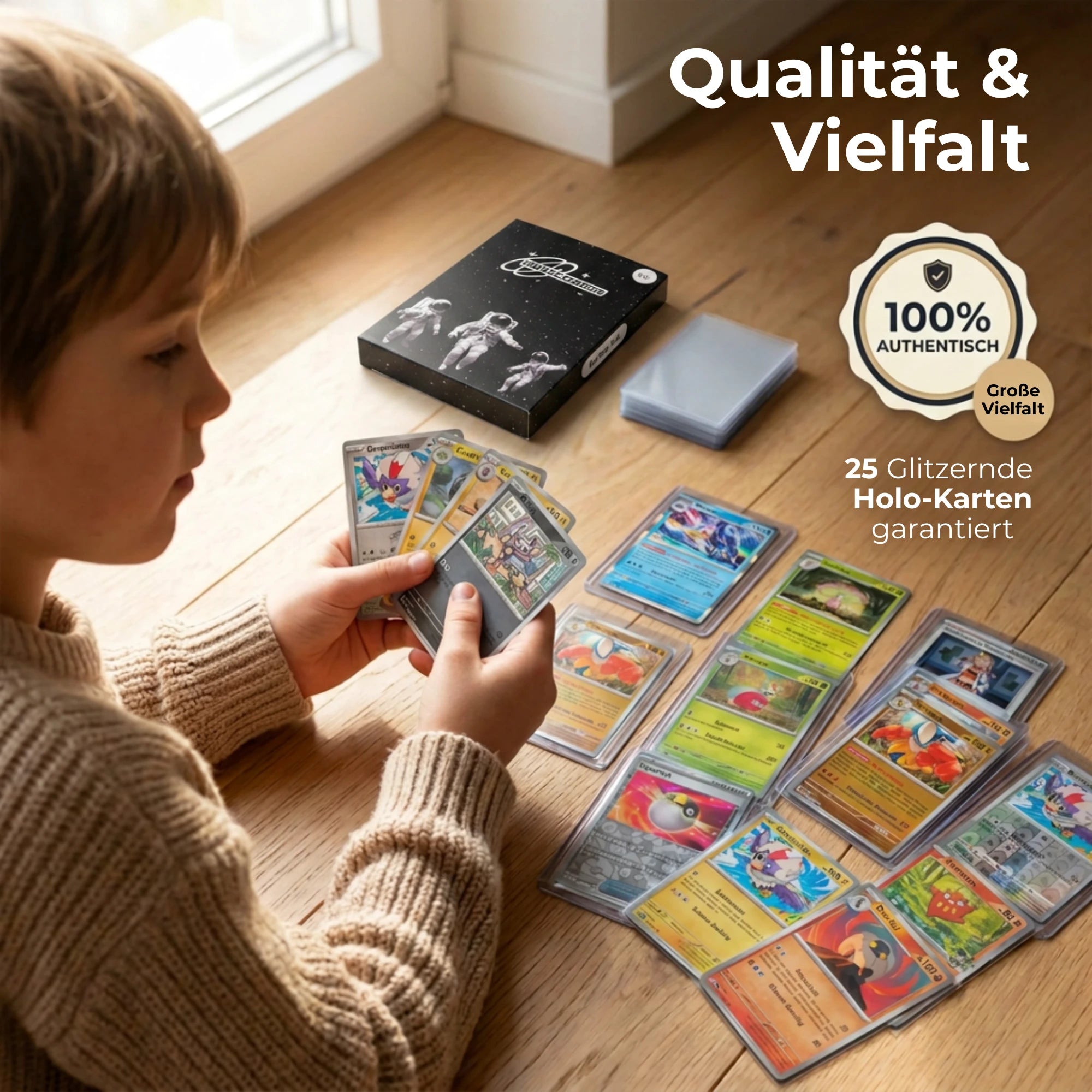 Pokémon Karten Set Deutsch – 200 Karten inkl. 25 Holo + 100 Kartenhüllen