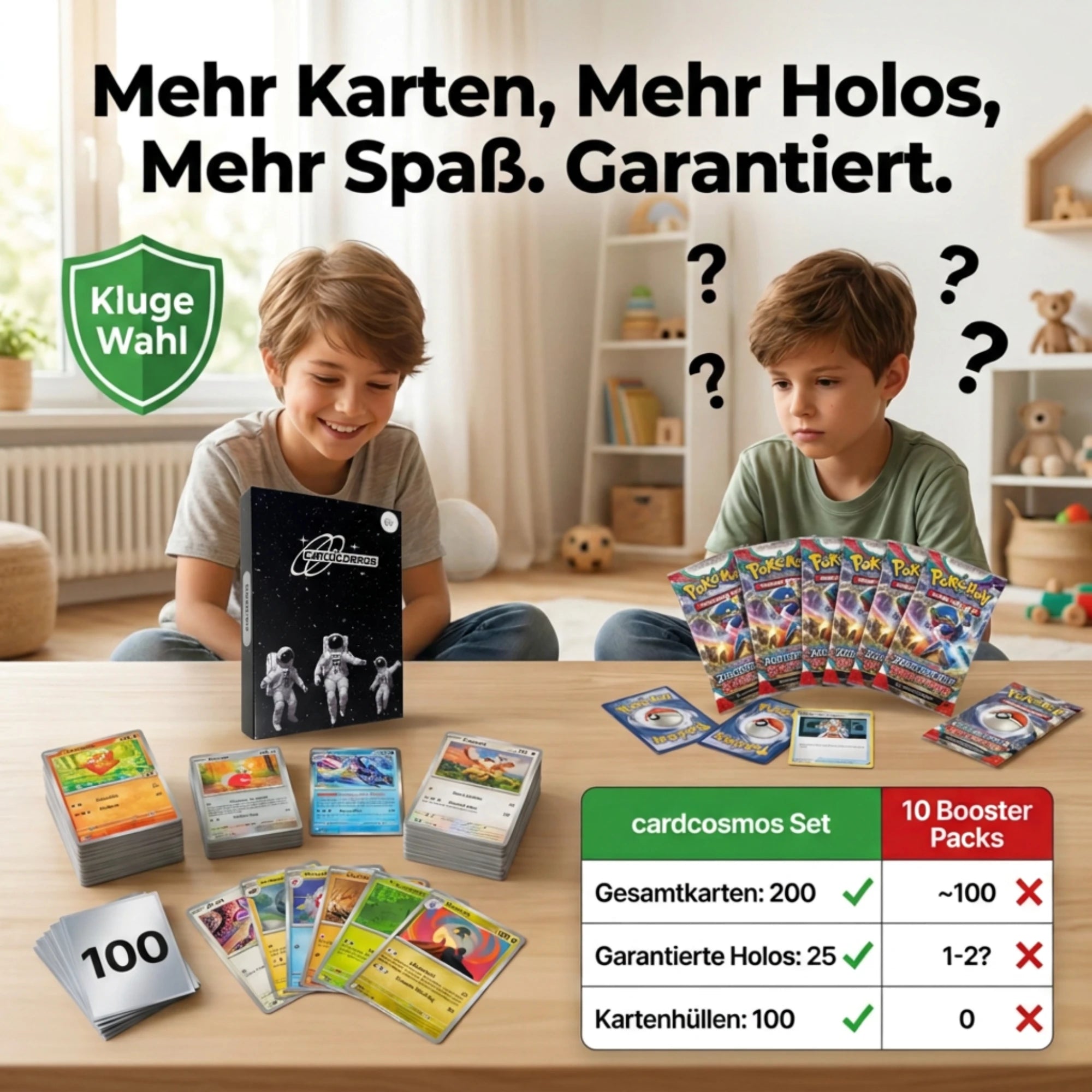 Pokémon Karten Set Deutsch – 200 Karten inkl. 25 Holo + 100 Kartenhüllen