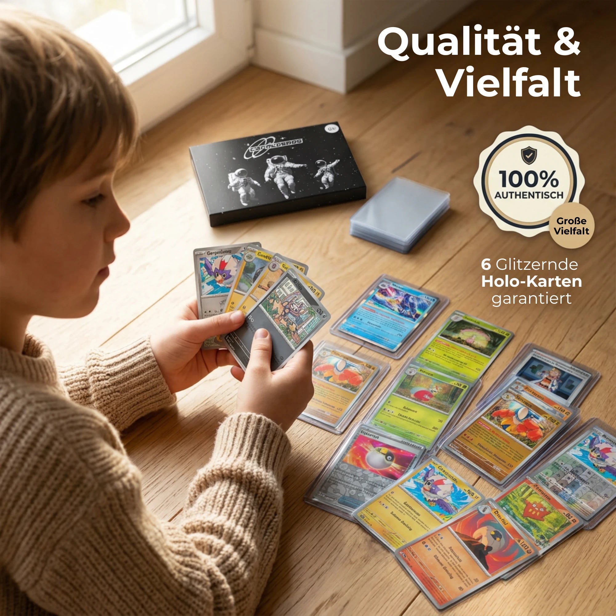 Pokémon Karten Set Englisch – 50 Karten inkl. 6 Holo + 100 Kartenhüllen