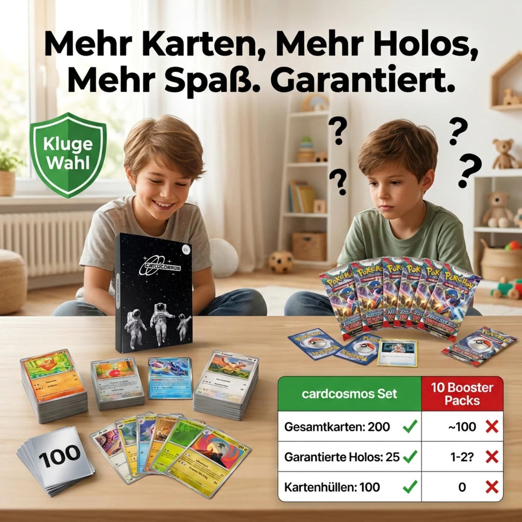 Pokémon Karten Set Englisch – 200 Karten inkl. 25 Holo + 100 Kartenhüllen