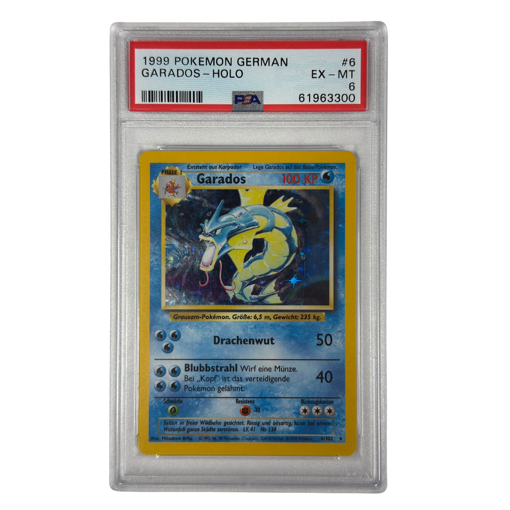 Pokémon - Garados Holo #6/102 Base Set (1999) Deutsch – PSA 6 EX-MT