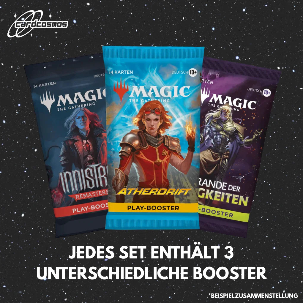 Magic: The Gathering Mystery Play Booster Set Deutsch – 3 verschiedene zufällige Booster
