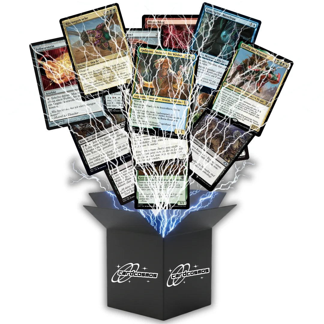 Magic: The Gathering Karten Set Deutsch – 50 Karten inkl. 4 Rares & 1 Foil + 100 Kartenhüllen