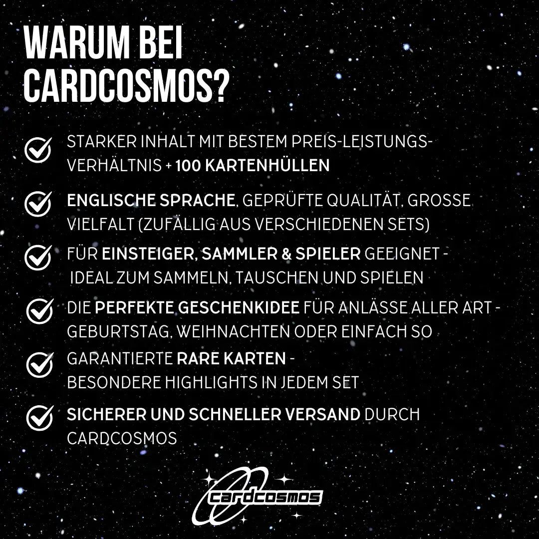 Magic: The Gathering Karten Set Englisch – 25 Karten inkl. 2 Rares + 100 Kartenhüllen