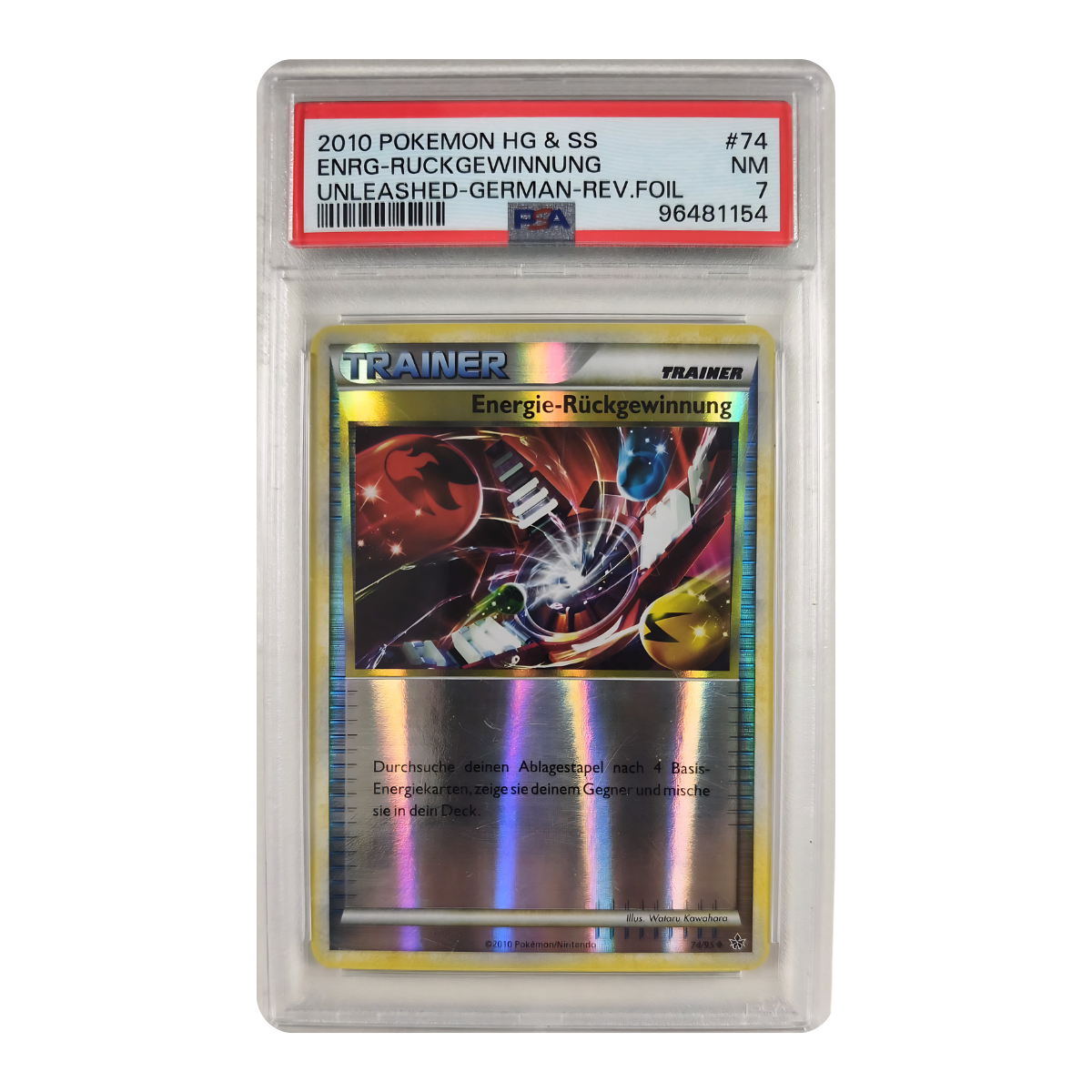 Pokémon - Energie-Rückgewinnung Reverse Foil #74/95 (Entfesselt) – PSA 7 Near Mint