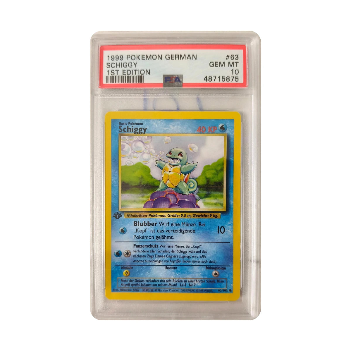 Pokémon - Schiggy #63 (German Base Set) – PSA 10 Gem Mint