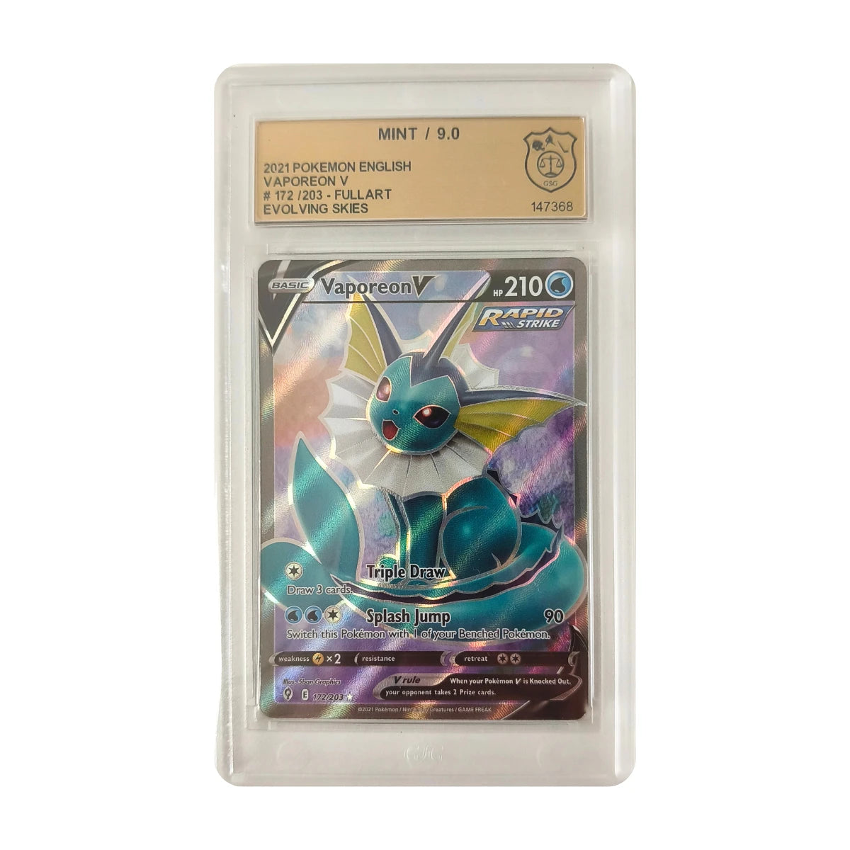 Pokémon - Vaporeon V #172/203 (Evolving Skies) – GSG 9 Mint