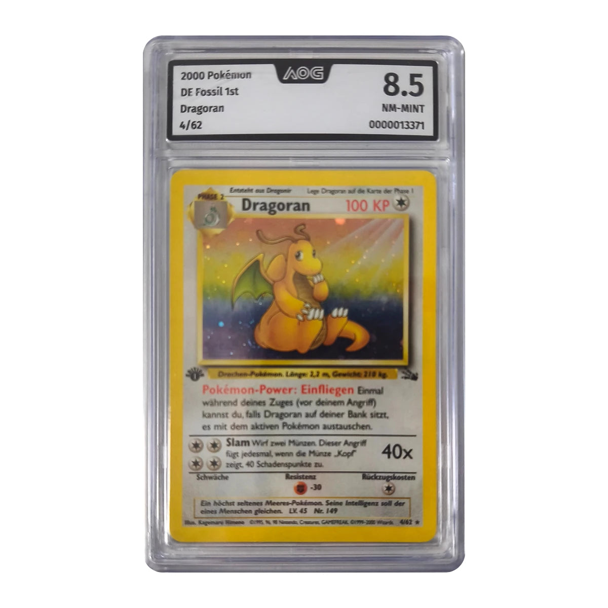 Pokémon - Dragoran 4/62 (Fossil 1st) – AOG 8.5 NM-Mint