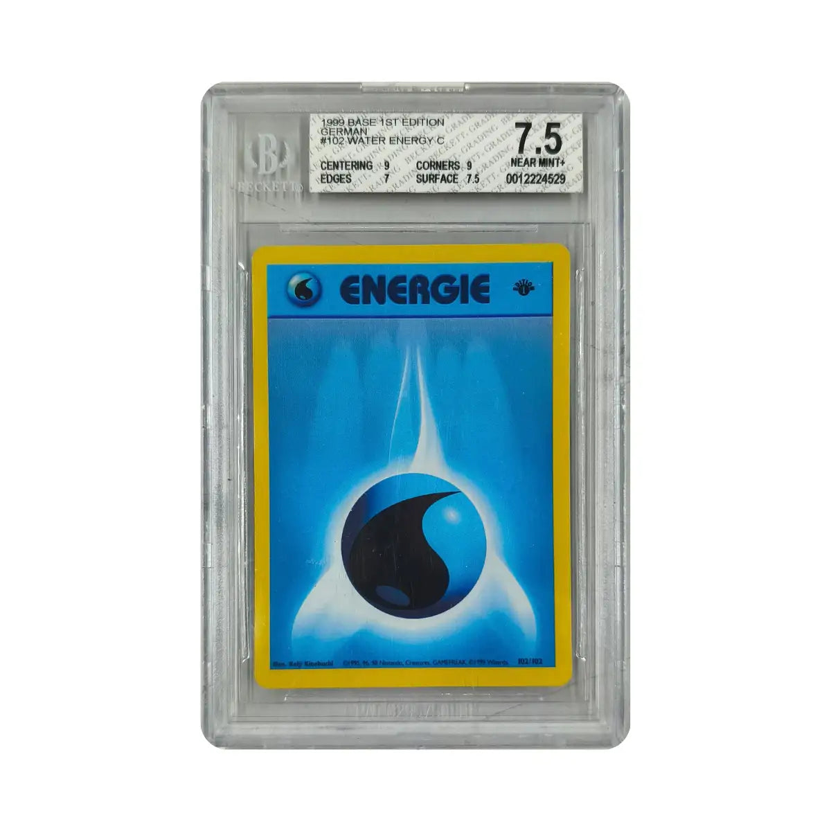 Pokémon - Wasser-Energie #102/102 (Base Set 1st Edition) – BGS 7.5 Near Mint+