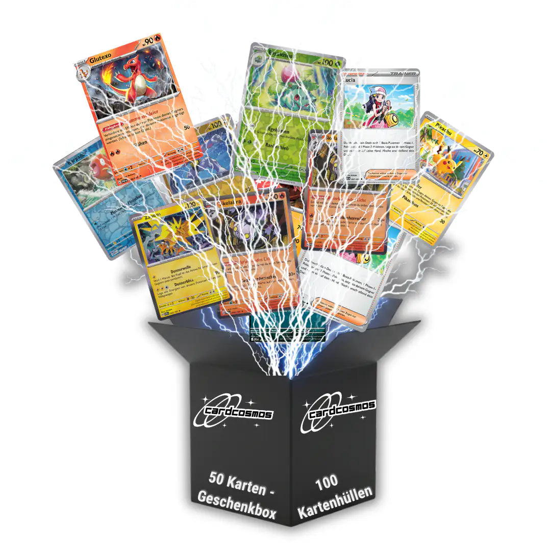 Pokémon Karten Set Deutsch – 50 Karten inkl. 6 Holo + 100 Kartenhüllen