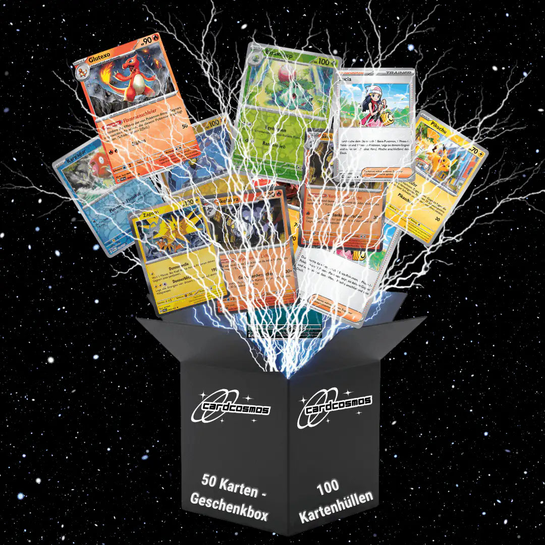 Pokémon Karten Set Deutsch – 50 Karten inkl. 6 Holo + 100 Kartenhüllen