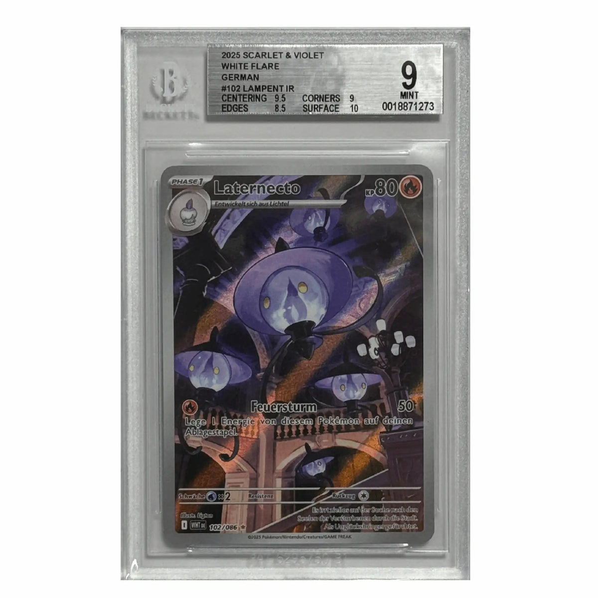 Pokémon – Laternecto IR #102 (White Flare) – BGS 9 Mint