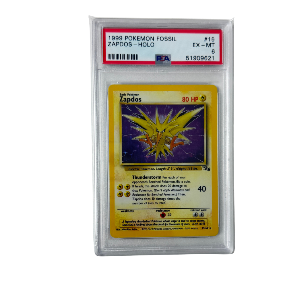 Pokémon - Zapdos #15/62 (Fossil Holo) – PSA 6 EX-MT
