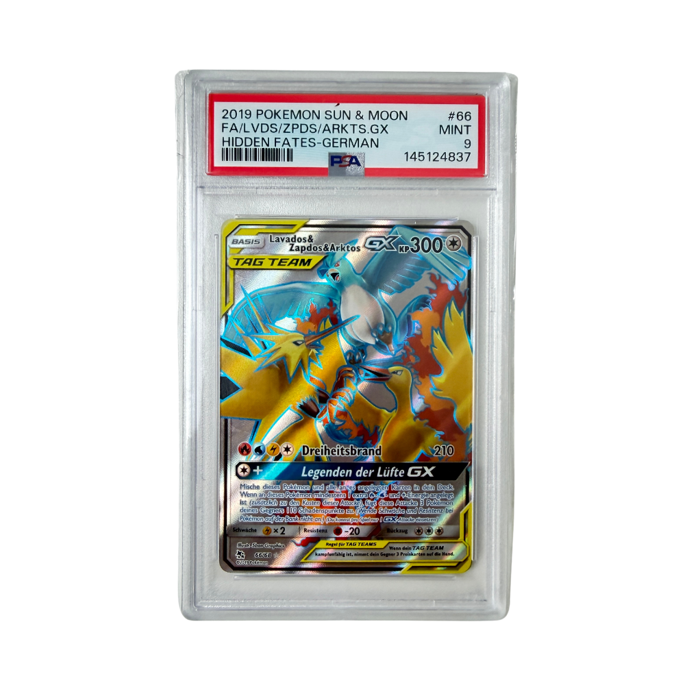 Pokémon - Lavados & Zapdos & Arktos GX #66/68 (Hidden Fates) – PSA 9 Mint